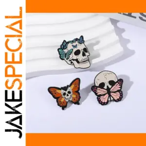 Dark Skull Butterfly Brooch in Vibrant Colors