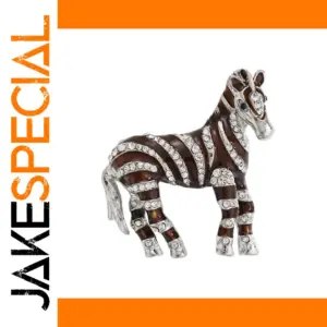 Diamond Studded Zebra Brooch for Unisex Fashion