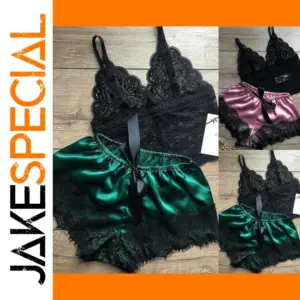 Women's Lace Sleepwear Set with Satin Shorts