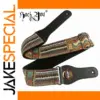 Vibrant African-Style Guitar Strap with Leather Ends