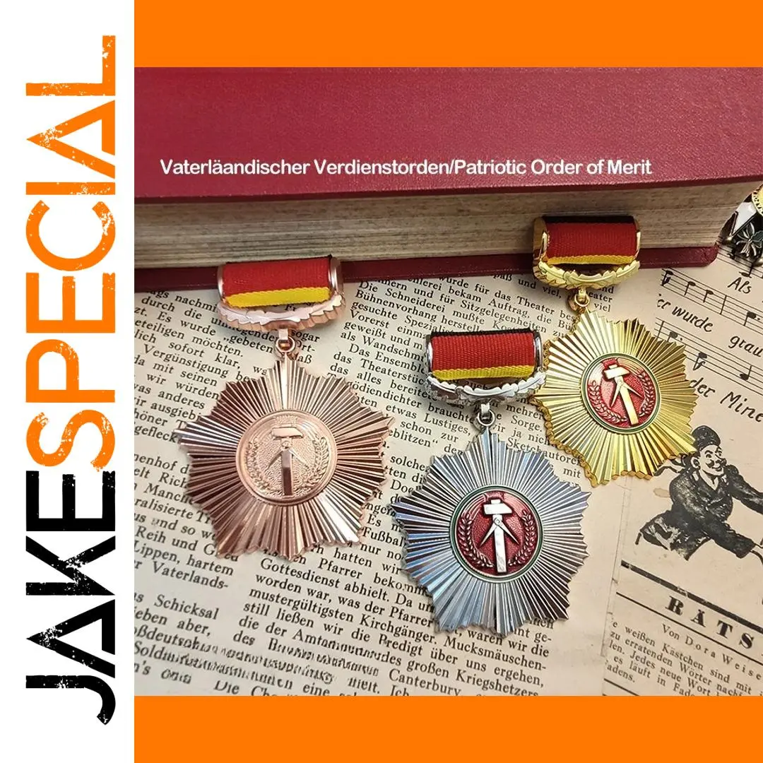 Vintage East German Merit Medal with Ribbon 1 Vintage East German Merit Medal with Ribbon