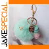 Cute Faux Fur Pom-Pom Keychain with Charms