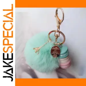 Cute Faux Fur Pom-Pom Keychain with Charms