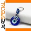 Vibrant Blue Glass Evil Eye Keychain