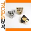 Cheetah Head Rhinestone Cufflinks in Gold/Silver