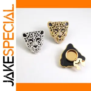 Cheetah Head Rhinestone Cufflinks in Gold/Silver