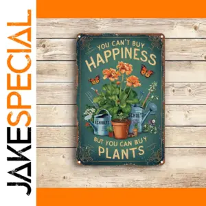 Vintage Garden Metal Sign with Botanical Artwork