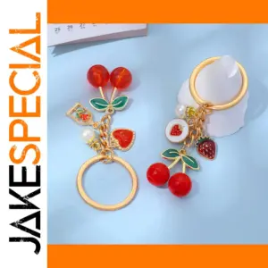 Romantic Cherry Keychain with Rhinestones