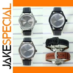 40mm Stainless Steel Watch Case with Leather Strap