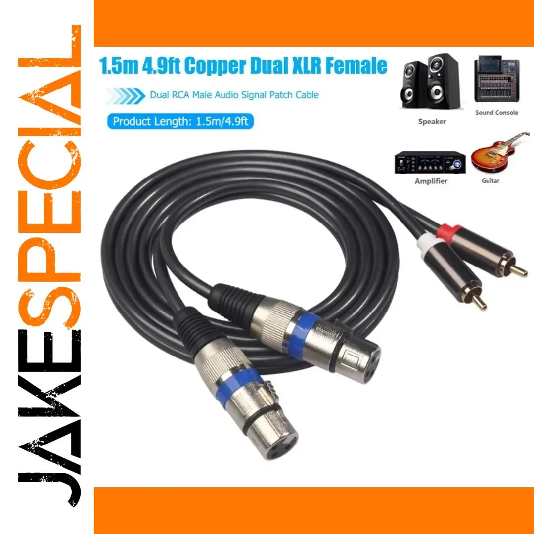 Dual 3pin XLR to RCA Audio Cable, 1.5M 1 Dual 3pin XLR to RCA Audio Cable, 1.5M