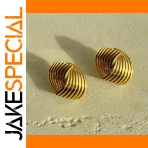 Stylish Gold-Tone Stainless Steel Earrings Set