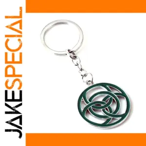 Vintage Green Enamel Keychain with Openwork Knot