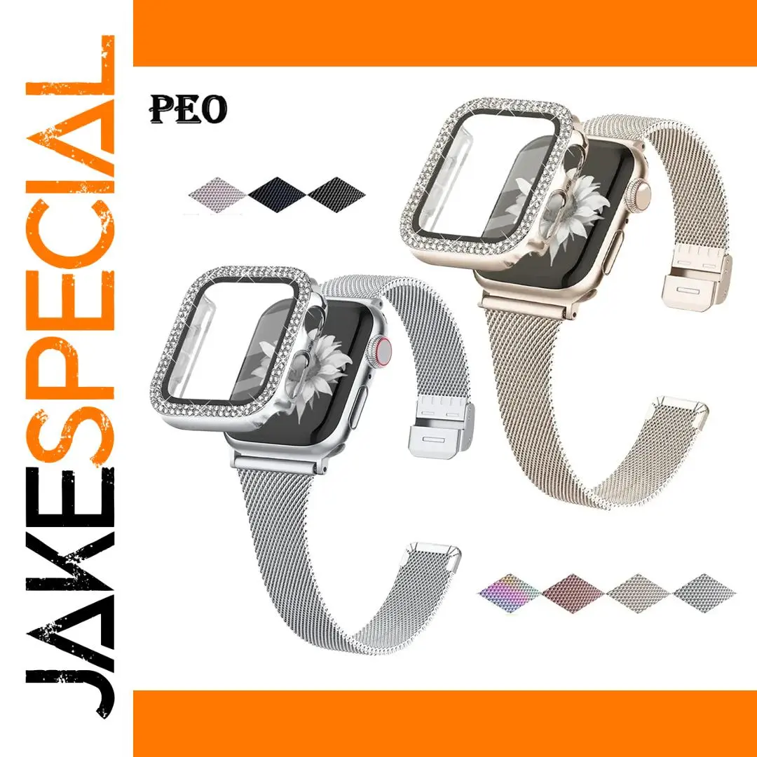 Luxurious Rhinestone Stainless Steel Apple Watch Case 40mm-45mm 1 Luxurious Rhinestone Stainless Steel Apple Watch Case 40mm-45mm