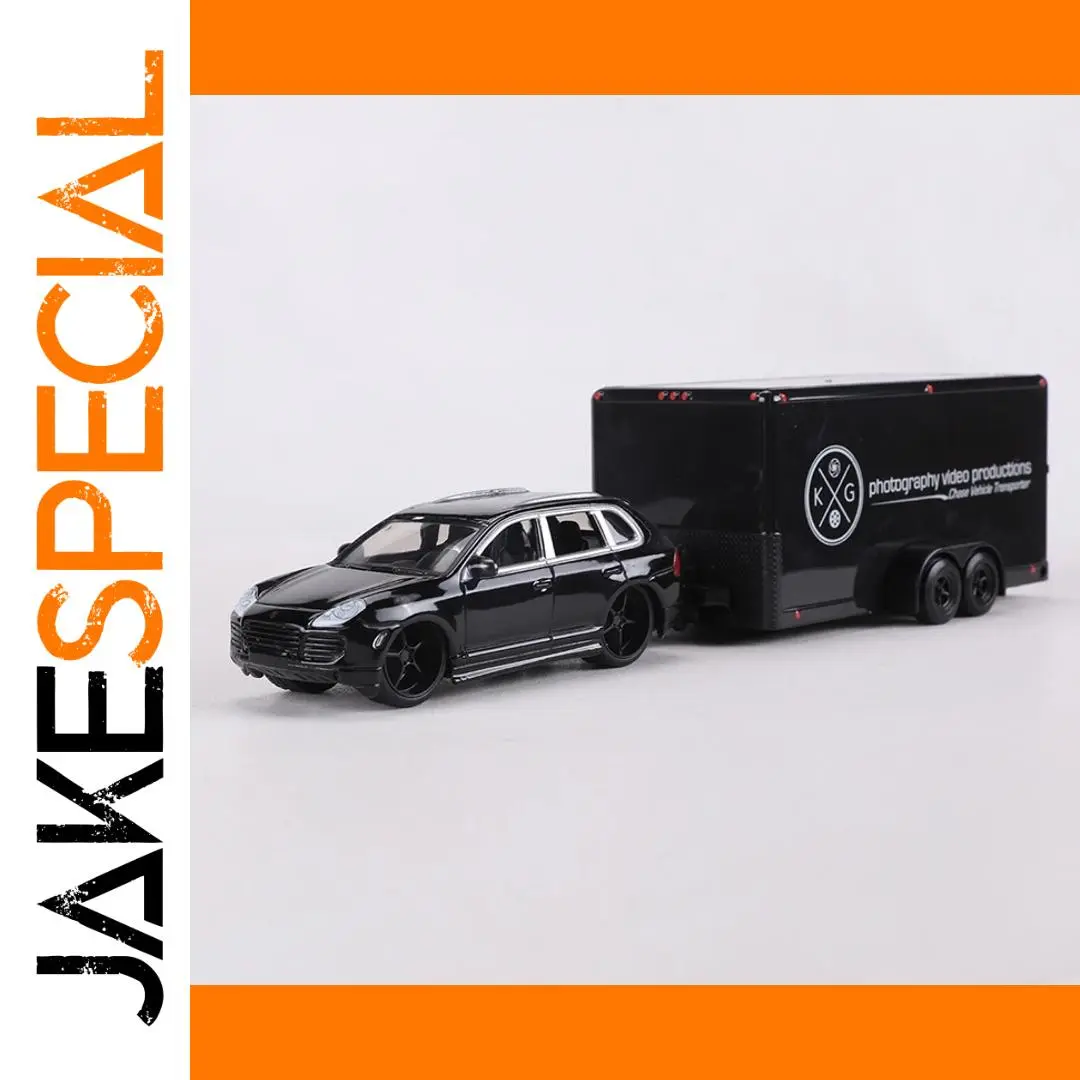 1:64 Scale Diecast Porsche Cayenne with Alloy Trailer 1 1:64 Scale Diecast Porsche Cayenne with Alloy Trailer
