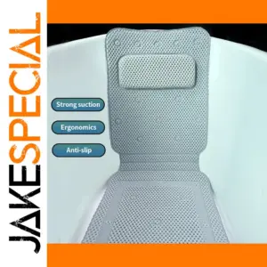 Extra-Long Anti-Slip Bathtub Shower Mat with Pillow