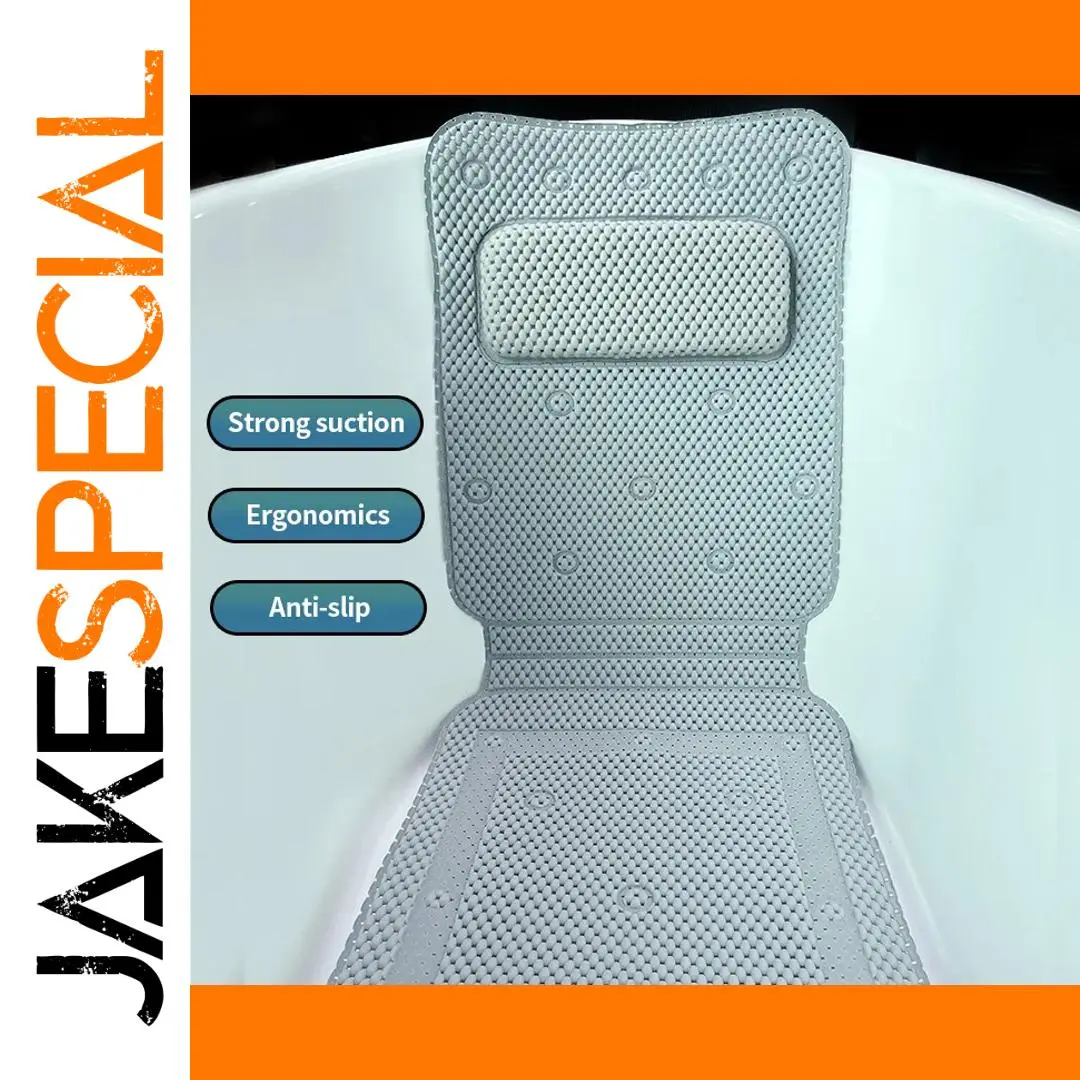 Extra-Long Anti-Slip Bathtub Shower Mat with Pillow 1 Extra-Long Anti-Slip Bathtub Shower Mat with Pillow