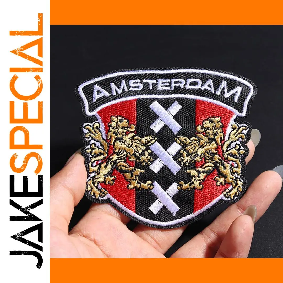 Amsterdam Embroidered Iron-On Patch 9x8.9 cm 1 Amsterdam Embroidered Iron-On Patch 9x8.9 cm