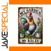 Vintage Aluminum Garden Sign with Rooster Design