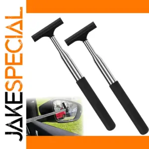 Retractable Glass Cleaning Brush with Rubber Squeegee