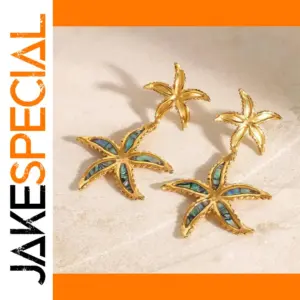 Gold-tone Stainless Steel Starfish & Star Earrings