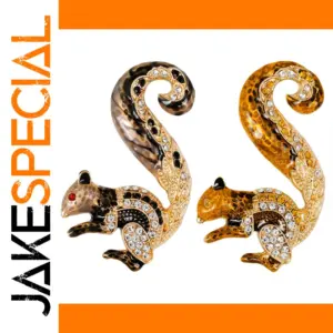 Cartoon Squirrel Brooch with Rhinestones