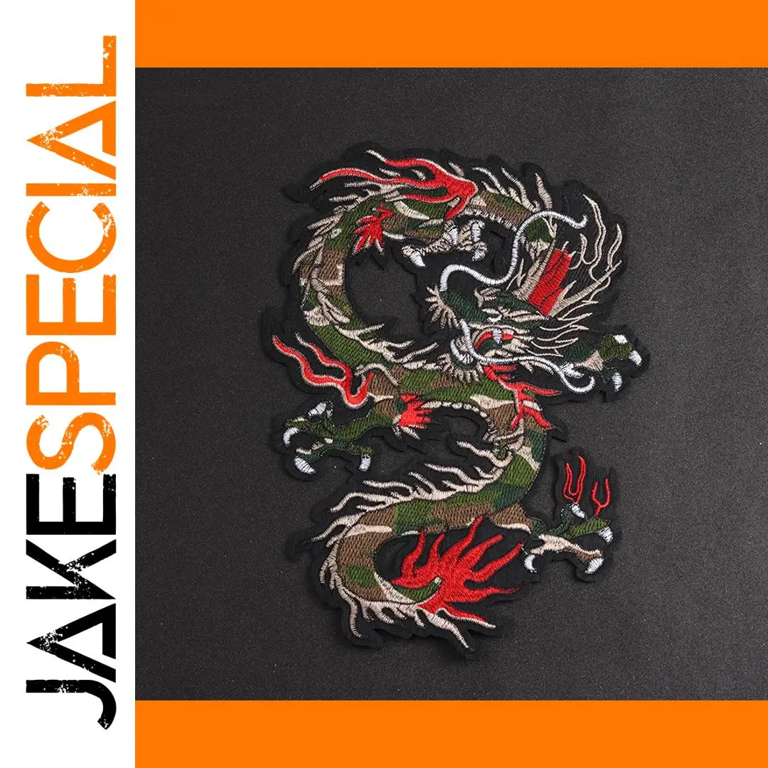 Large Chinese Loong Embroidered Patch 31x23 cm 1 Large Chinese Loong Embroidered Patch 31x23 cm