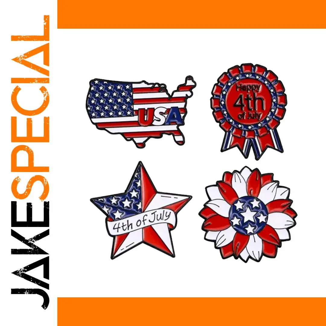 Patriotic American Badges Set of 4 1 Patriotic American Badges Set of 4