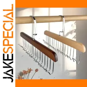 Elegant Wooden Closet Hanger with 8 Metal Hooks