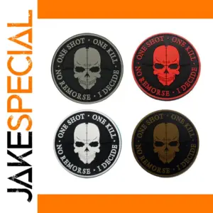 8cm Metallic Embroidered Skull Tactical Patch