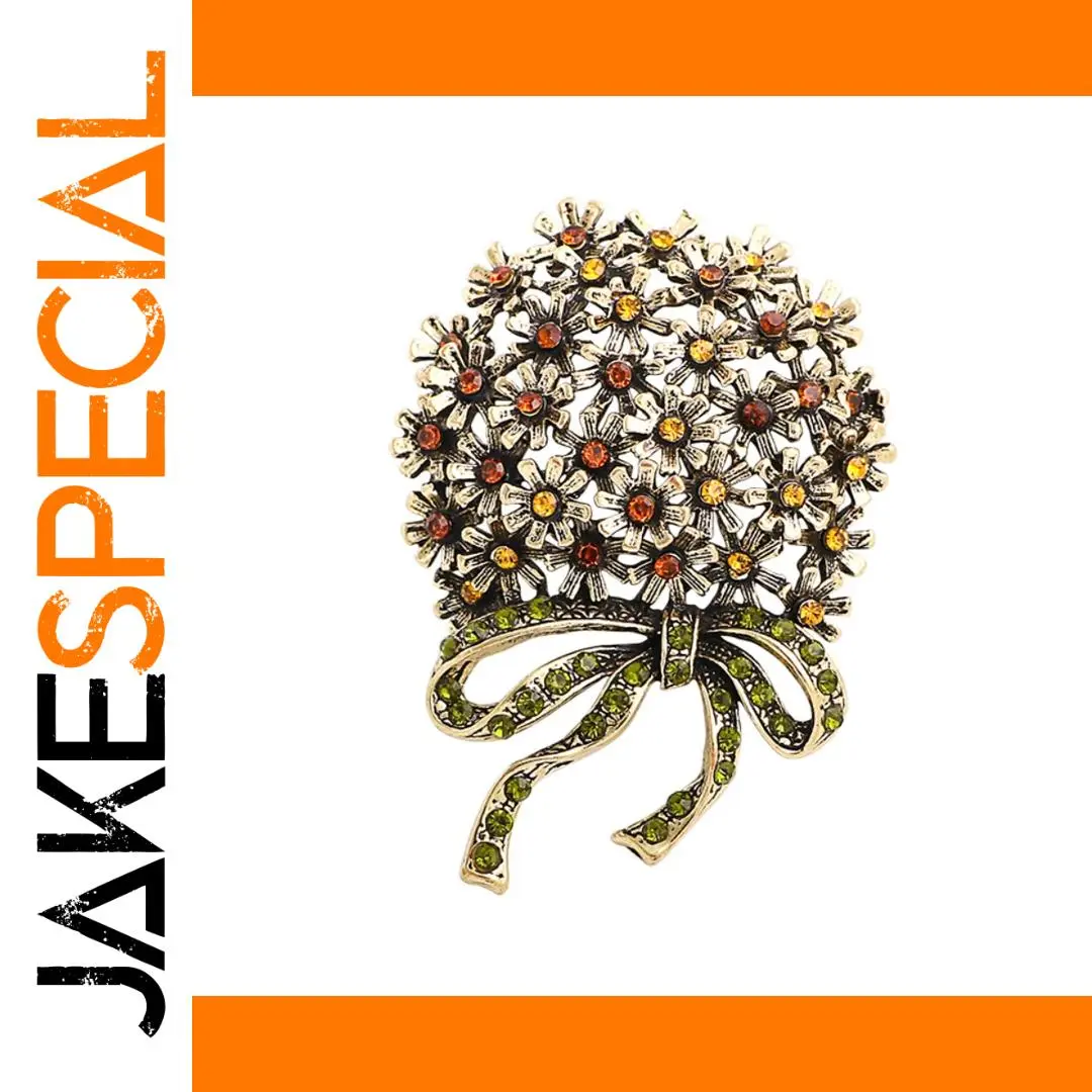 Vintage Floral Brooch with Gem Accents 1 Vintage Floral Brooch with Gem Accents