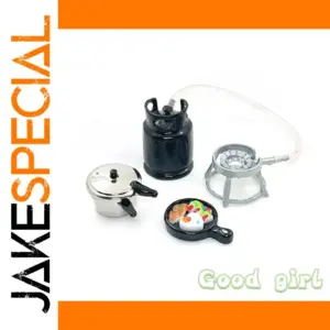 Miniature Dollhouse Kitchenware Set with Stove and Cookware