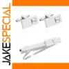 Square Diamond Cufflinks and Tie Clip Set