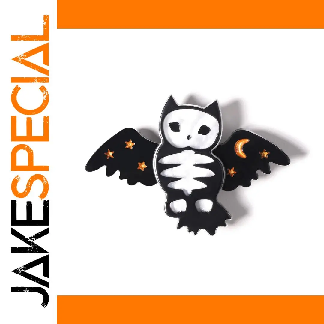 Dark Skeleton Owl Brooch for Gothic Style 1 Dark Skeleton Owl Brooch for Gothic Style