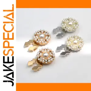Elegant Pearl Rhinestone Button Set in Gold and Grey