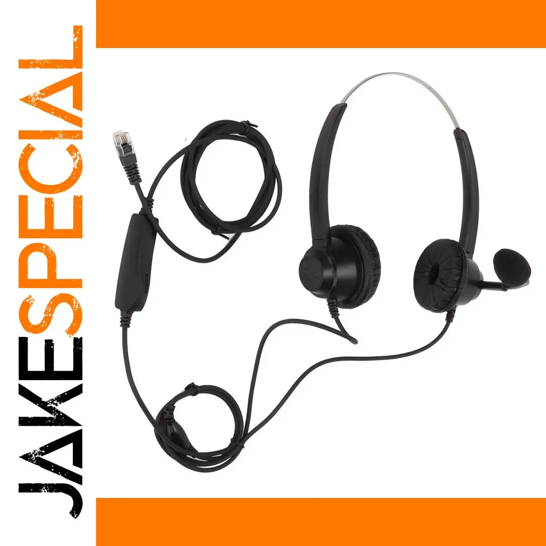 Black RJ9 Binaural Office Headset for Calls 1 Black RJ9 Binaural Office Headset for Calls