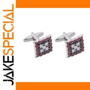 Retro Geometric Cufflinks in Red and Black