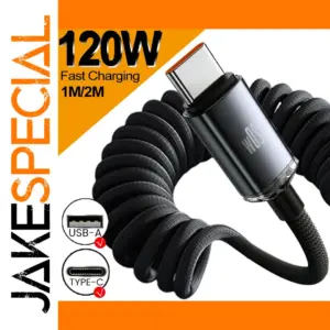 Retractable USB A to Type-C Cable 120W 5A