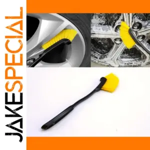 Vibrant Yellow Car Wheel Rim Wash Brush