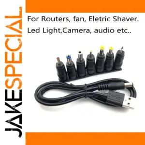 USB to DC Power Cable with Interchangeable Connectors