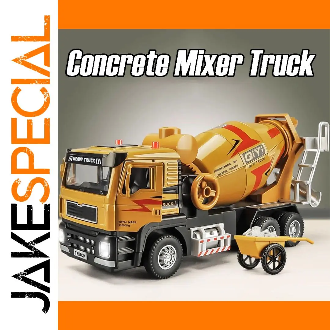 Vibrant Yellow and White Toy Mixer Truck 1 Vibrant Yellow and White Toy Mixer Truck