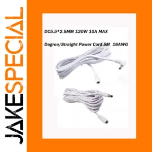 5m White DC Power Extension Cable for Projectors
