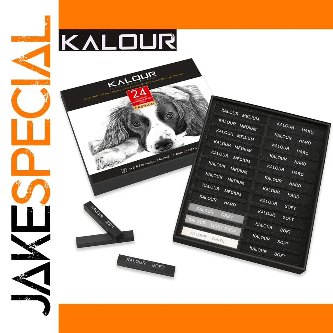 Artist-Grade Charcoal Pencil Set, 24 Pieces 1 Artist-Grade Charcoal Pencil Set, 24 Pieces