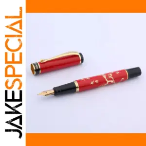 Elegant Red Chinese Ceramic Fountain Pen