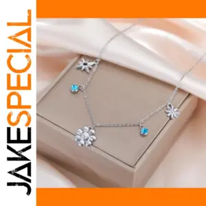 Stainless Steel Flower Star Rhinestone Necklace
