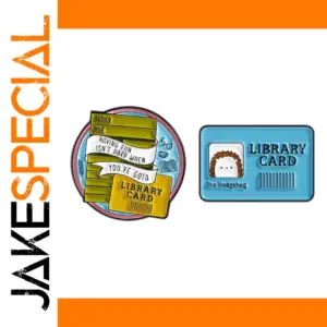 Playful Literary Library Card Brooch for Adults