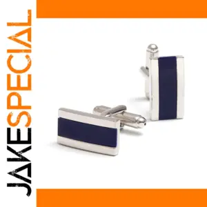 Silver and Blue Striped Cufflinks for Men