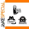 Dark Cartoon Cat Badge for Accessories