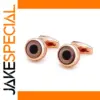 Rose Gold Black Eye Circular Cufflinks