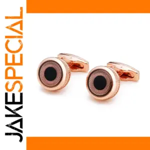 Rose Gold Black Eye Circular Cufflinks