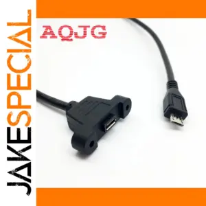 Black Micro USB Extension Cable with Panel Mount